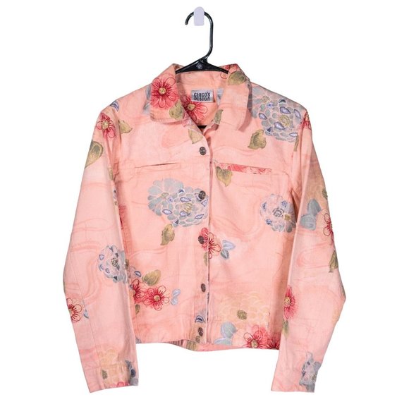 Chico's Women's Denim Jacket Floral Embroidered Beaded Long Sleeve Size 0 US S/4 - Picture 1 of 9